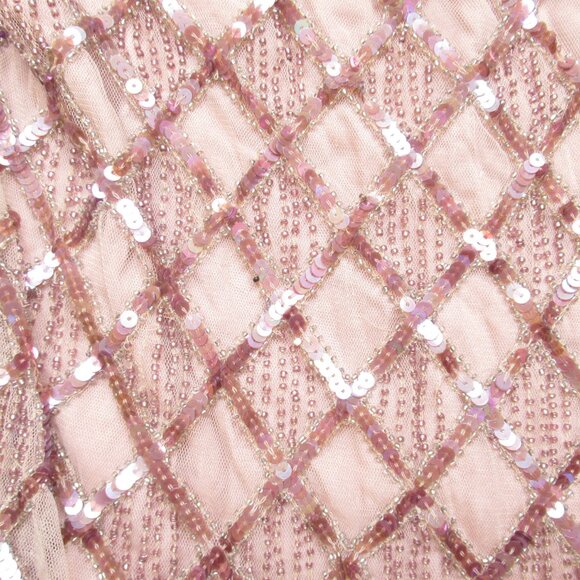 NWT Anthropologie Let Me Be Checked Shine Dress Mauve Beaded Sequined - Small - Picture 10 of 14